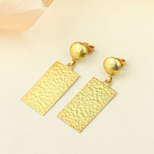Anokhi Hammered Textured Drop Earrings – Gold Tone