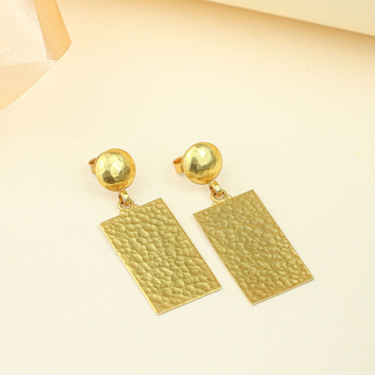 Anokhi Hammered Textured Drop Earrings – Gold Tone