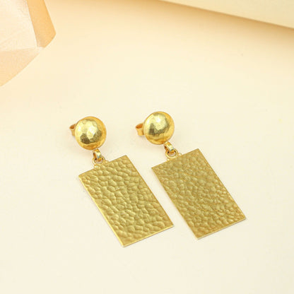 Anokhi Hammered Textured Drop Earrings – Gold Tone