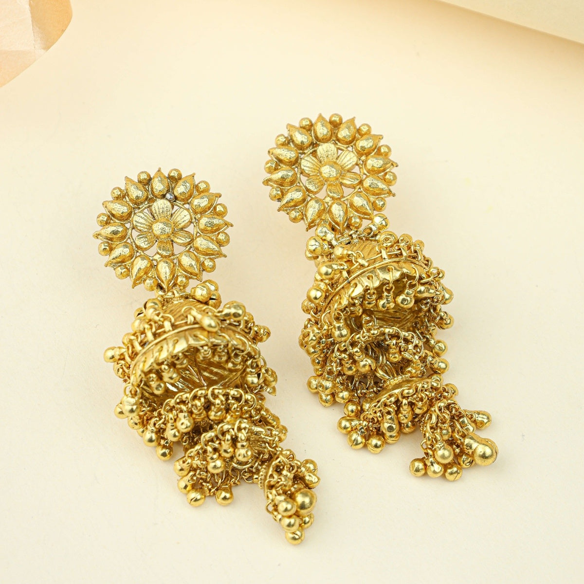 Anokhi Karanphool Jhumka – Gold Plated Earrings