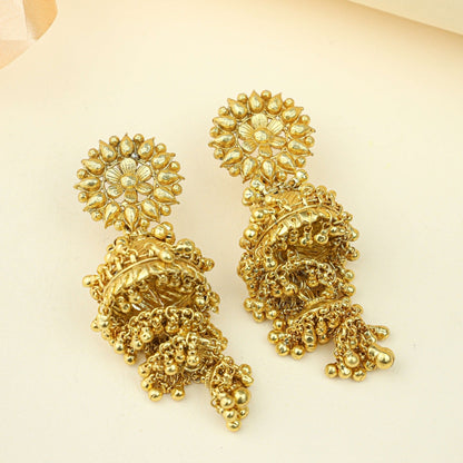 Anokhi Karanphool Jhumka – Gold Plated Earrings