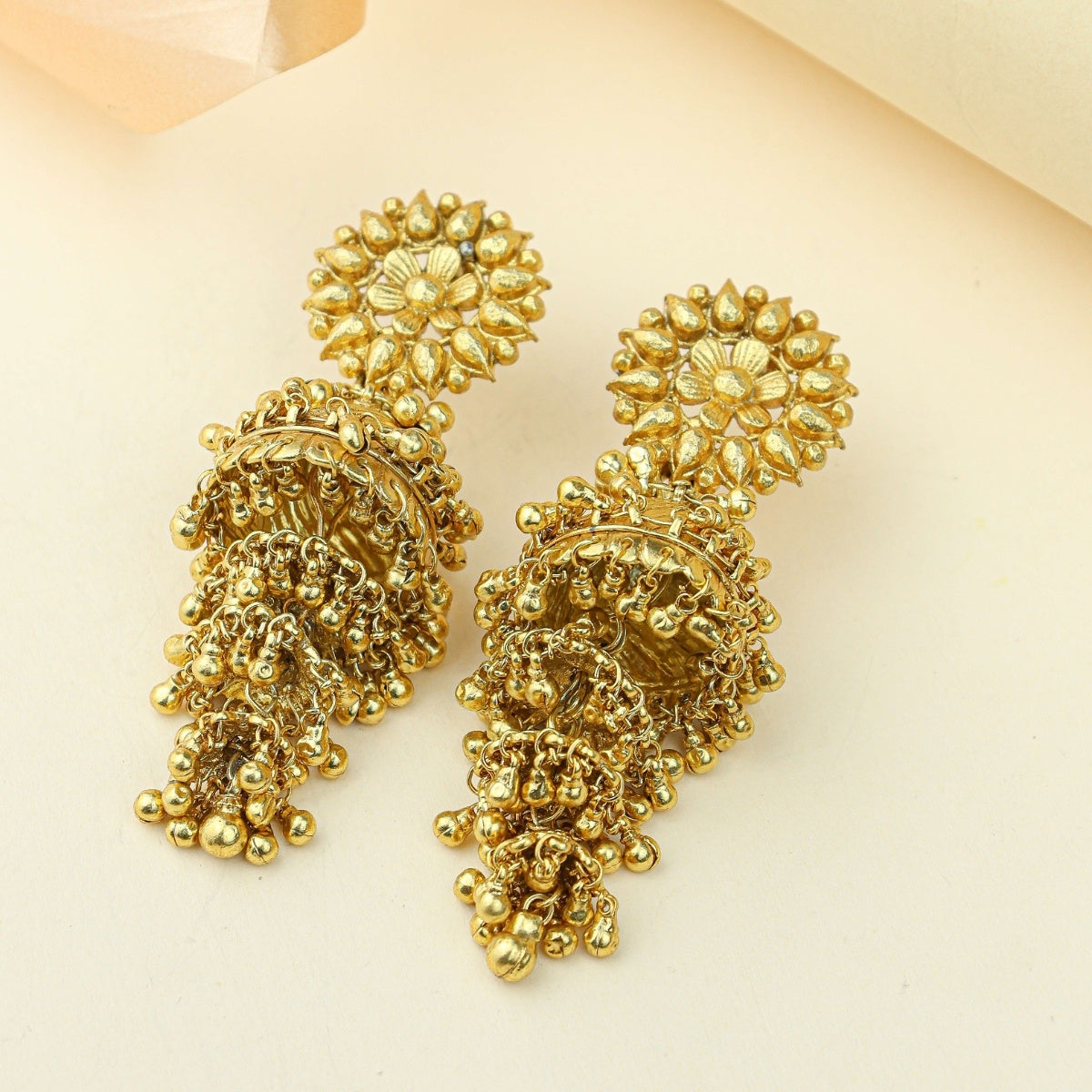 Anokhi Karanphool Jhumka – Gold Plated Earrings