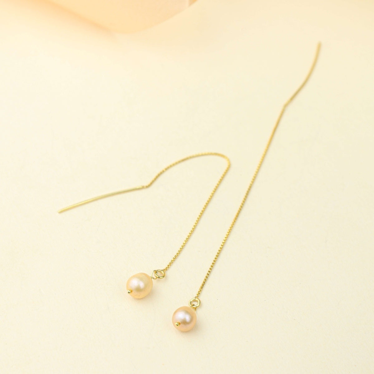 Tridha Sui Dhaga Bead Earrings – Gold Finish