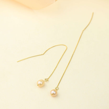 Tridha Sui Dhaga Bead Earrings – Gold Finish