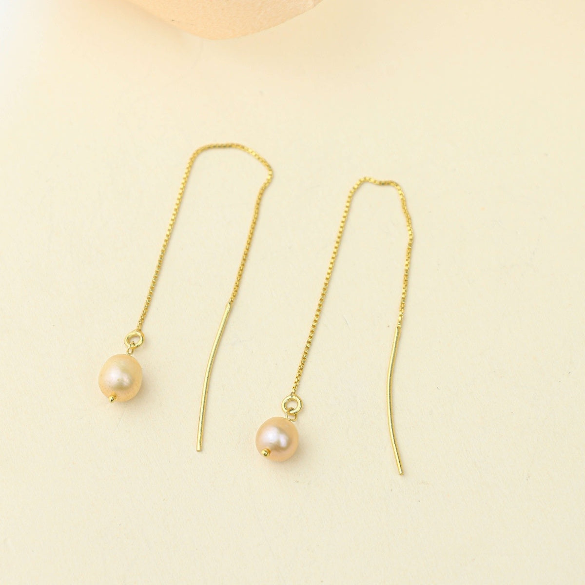 Tridha Sui Dhaga Bead Earrings – Gold Finish