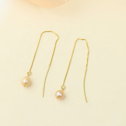 Tridha Sui Dhaga Bead Earrings – Gold Finish