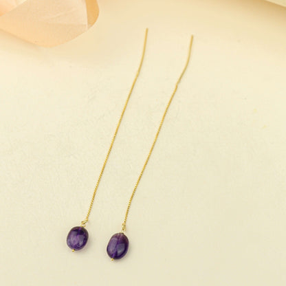 Tridha Sui Dhaga Bead Earrings – Gold Finish