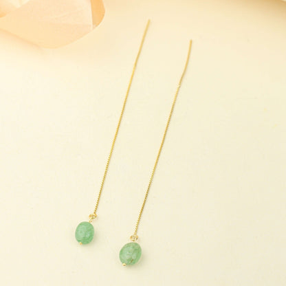 Tridha Sui Dhaga Bead Earrings – Gold Finish