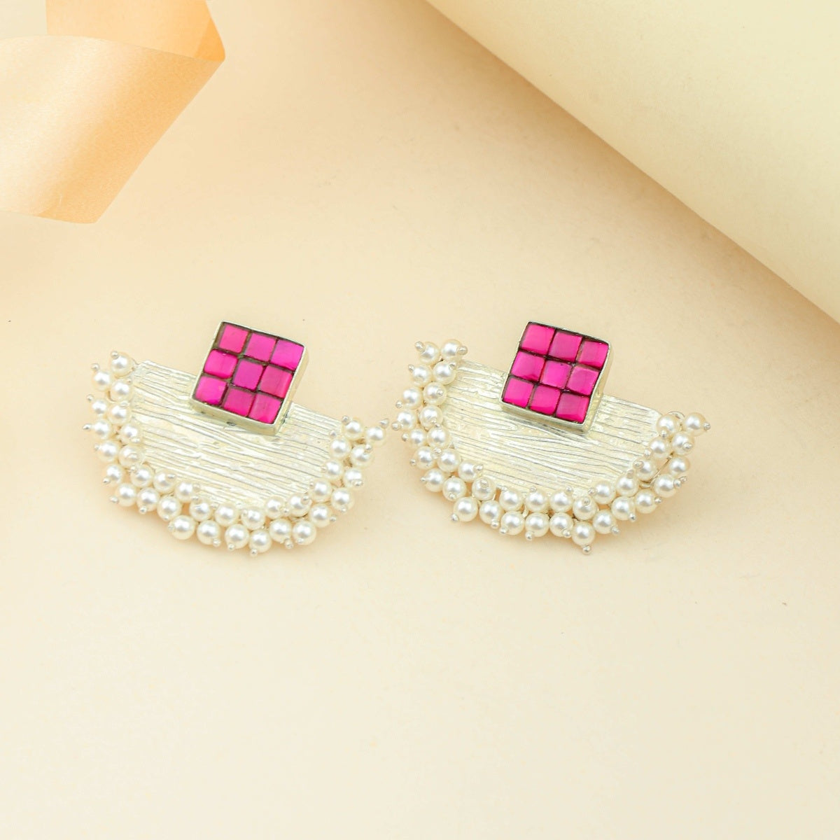 Anokhi Fusion Green Kundan Silver Earrings|925 Silver Earrings