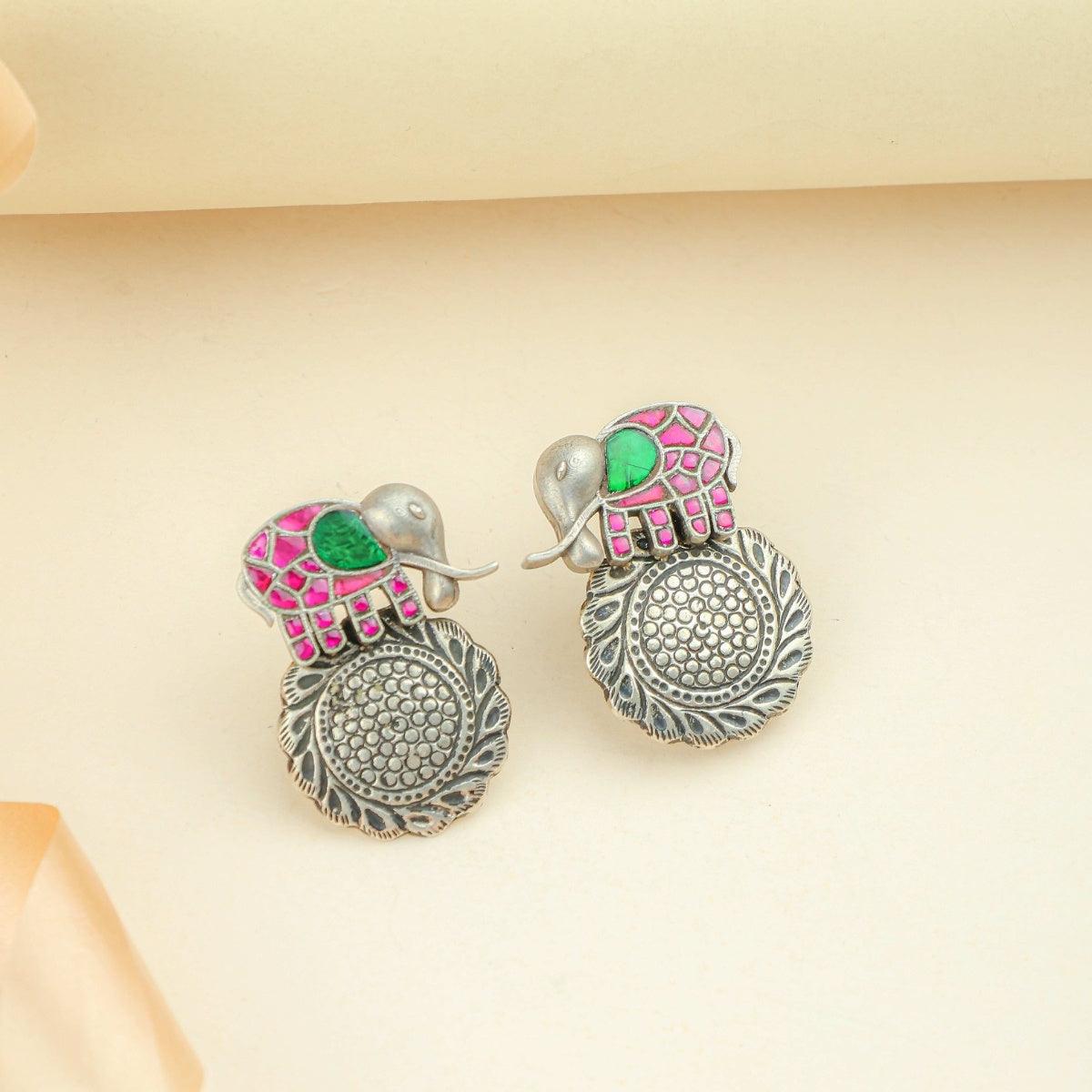 Anokhi Fusion Elephant Motif Ear Studs