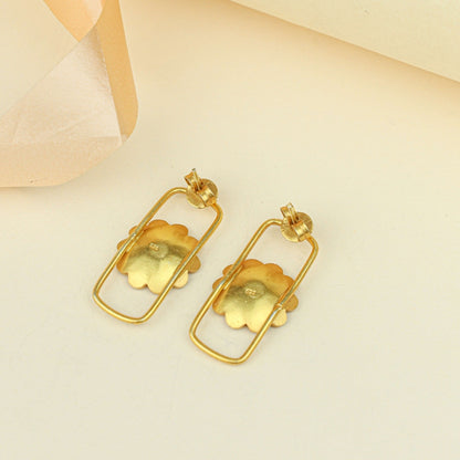Tridha Daisy Frame Stud Earrings – Gold Tone