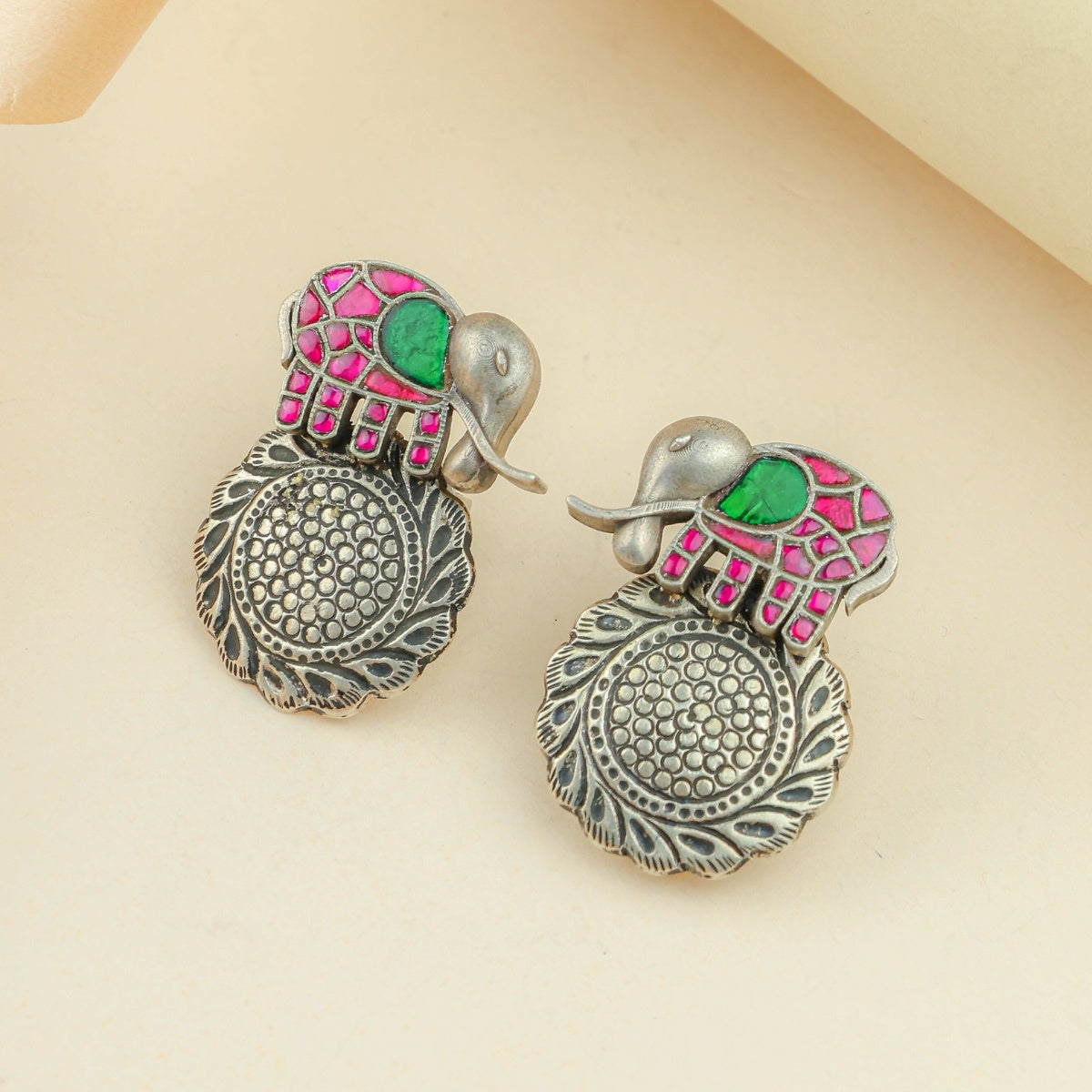 Anokhi Fusion Elephant Motif Ear Studs
