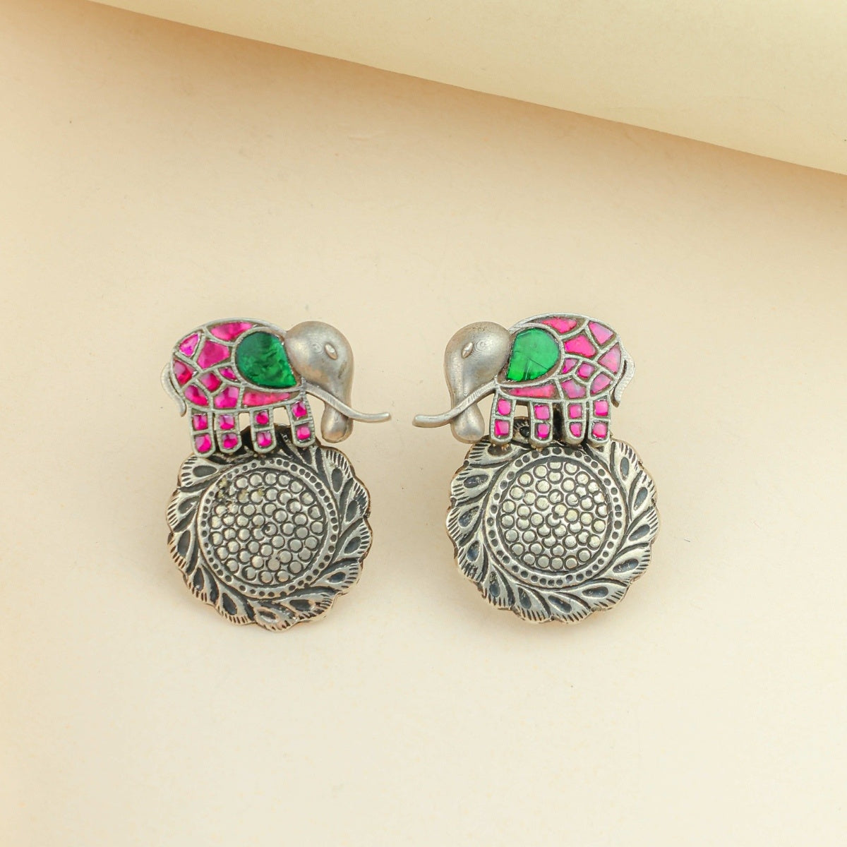 Anokhi Fusion Elephant Motif Ear Studs