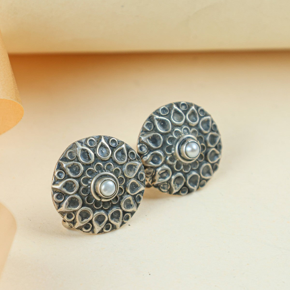 Tridha Silver Floral Stud Earrings | 925 Silver