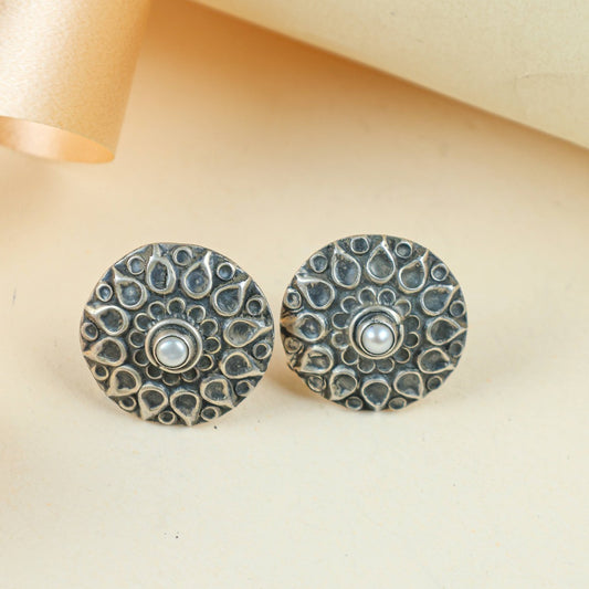 Tridha Silver Floral Stud Earrings | 925 Silver