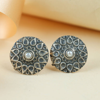 Tridha Silver Floral Stud Earrings | 925 Silver
